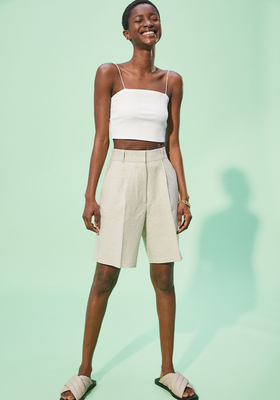 Linen-Blend Bermuda Shorts  from H&M 