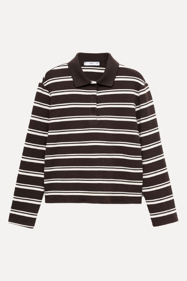 Striped Polo-Neck T-Shirt from Mango