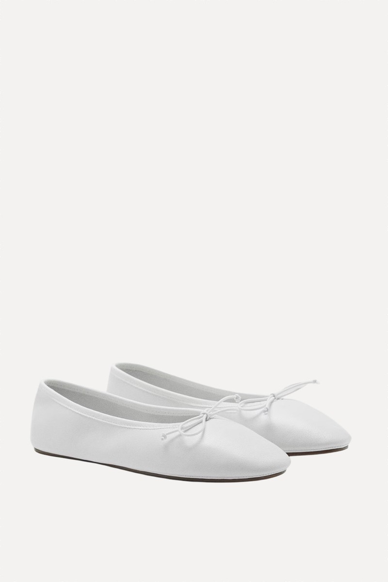 Leather Ballet Flats With Bow from Mango
