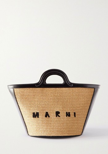 Tropicalia Small Embroidered Raffia and Leather Tote from Marni