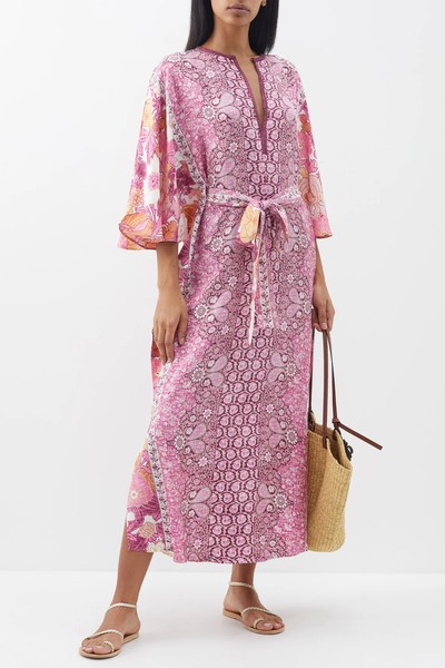 Cloud Paisley-Print Silk-Twill Kaftan from D'Ascoli