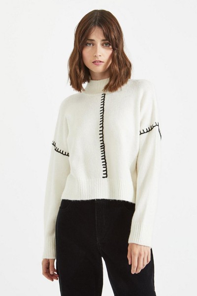 Cream Blanket Stitch Knitted Jumper