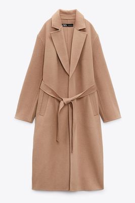 Wool Blend Belted Coat from Zara