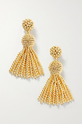  Gold-Tone Beaded Clip Earrings from Oscar De La Renta