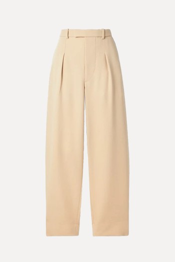 Pleated Wool Wide-Leg Pants  from Wardrobe.NYC x Hailey Bieber