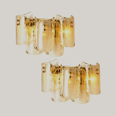 Pair of Extra Large Massive Glass Wall Sconces from 1st Dibs