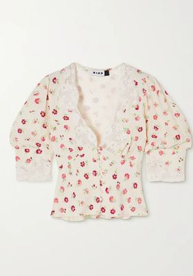 Amanda Cropped Lace-Trimmed Floral-Print Blouse from Rixo