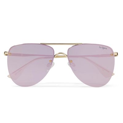 The Prince Aviator Style Gold-Tone Mirrored Sunglasses from Le Specs