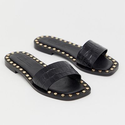 Foxhill Premium Studded Flat Leather Sandals from ASOS
