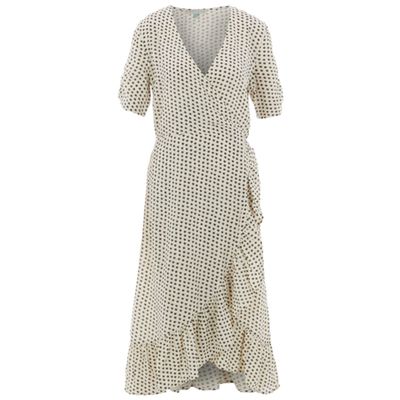 White Spot Midi Wrap Dress