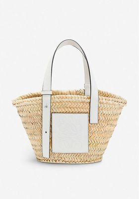 Basket Raffia & Leather Tote Bag from Loewe