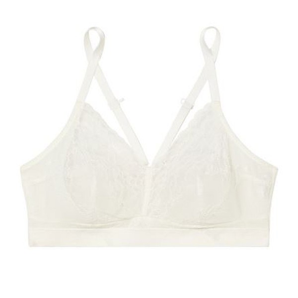 Spotlight Lace-Paneled Stretch-Mesh Soft-Cup Bra (White) from SPANX