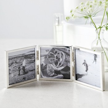 Fine Silver Triple Aperture Hinged Photo Frame 3x3”