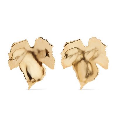 Grape Leaf Gold-Tone Clip Earrings from Oscar de la Renta