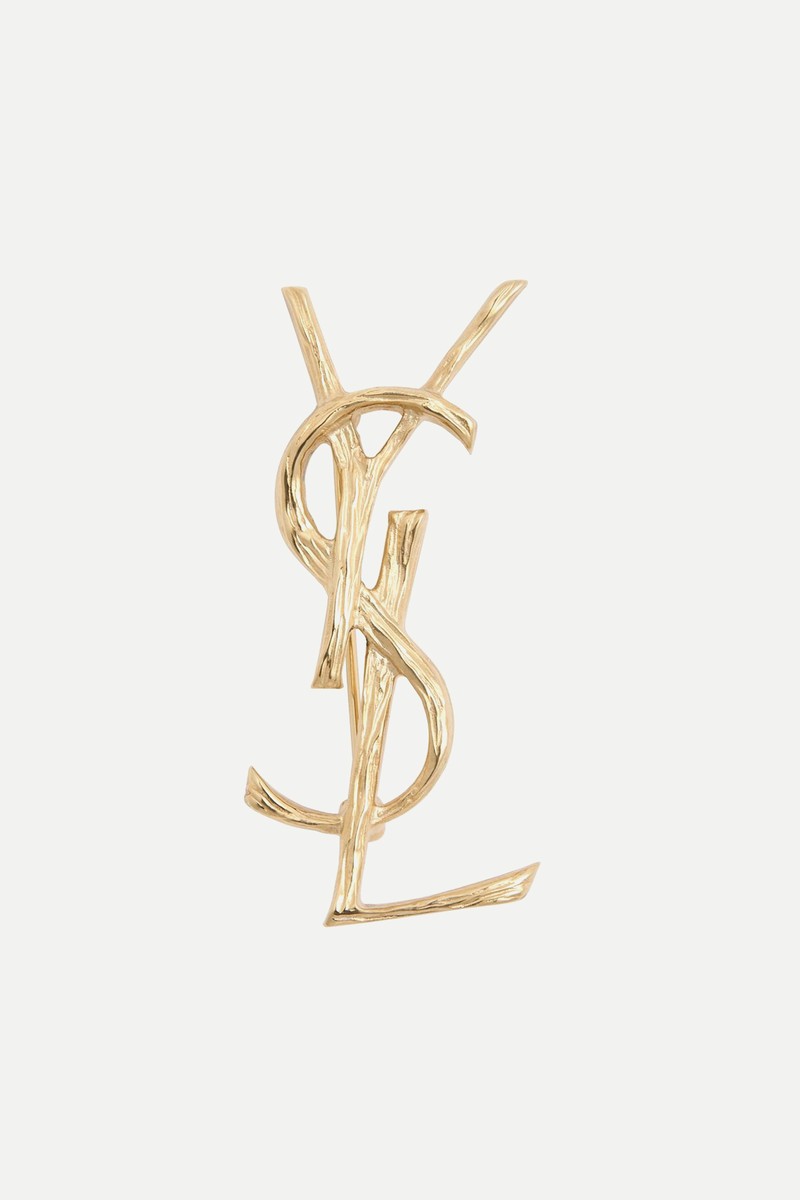 Cassandra Logo Brooch from Saint Laurent