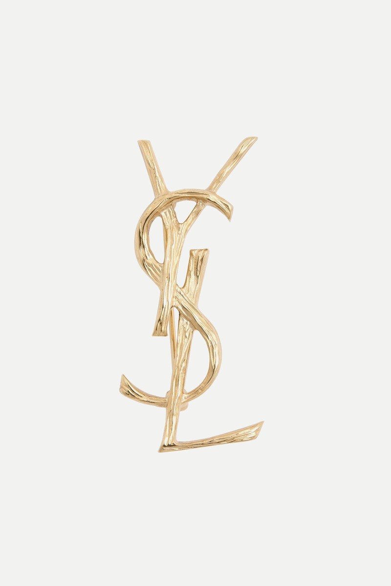 Cassandra Logo Brooch  from Saint Laurent 