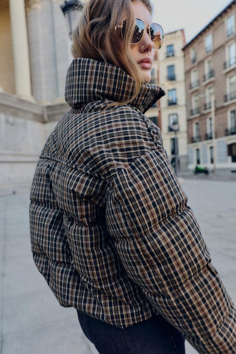 Check Quilted Anorak from Zara