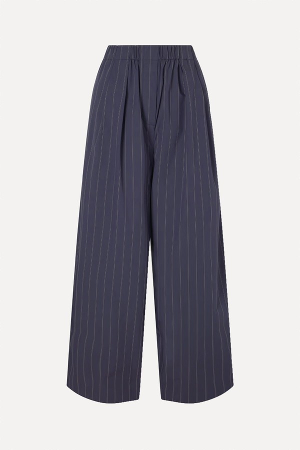 Pleated Pinstriped Cotton-Blend Wide-Leg Pants from ST. AGNI