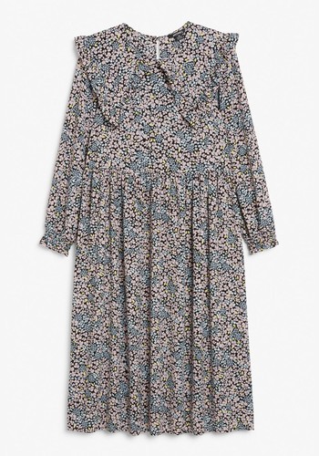 A Midi Big Collar Ruffle Dress from Monki