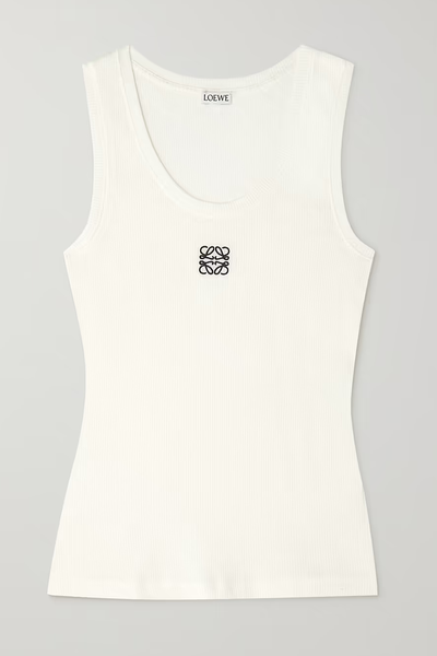 Embroidered Ribbed Cotton-Blend Tank from Loewe