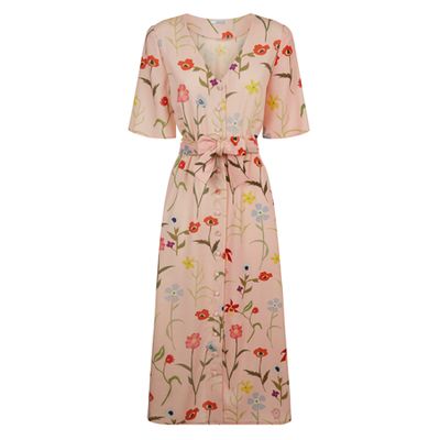 Attica Pink Floral Belted Tea Dress