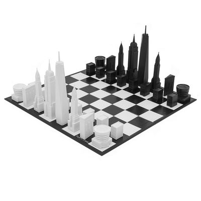 New York City Wood Board Chess Set from Skyline Chess