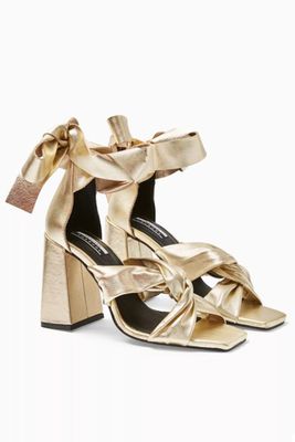 Revolve Leather Gold High Sandals