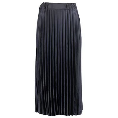 Black Satin Pleated Maxi Skirt