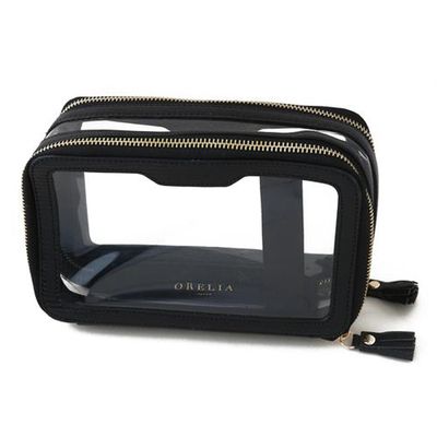 Black Croc Double Perspex Beauty Bag from Orelia 