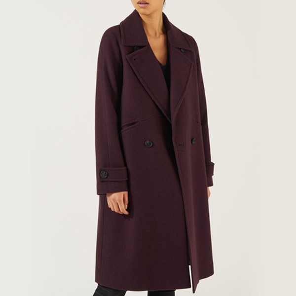 Wool Mélangé Fixed Lapel Coat