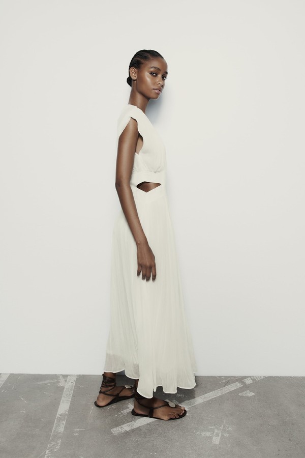 Pleated Midi Dress With Cut-Out Detail from Zara