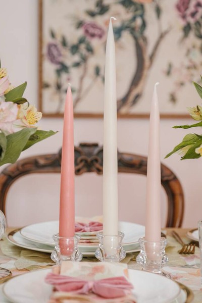 Peaches And Cream Taper Dinner Candle Set from Truffle Tablescapes