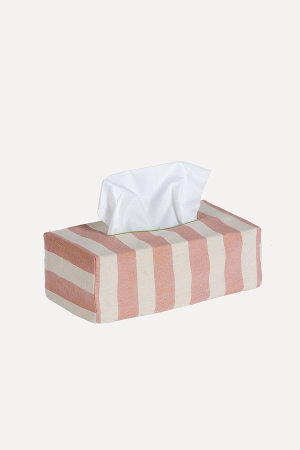 Tangier Rhubarb Stripe Tissue Box from Alice Palmer & Co