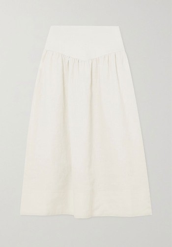 Lyla Gathered Canvas Midi Skirt from Cefinn