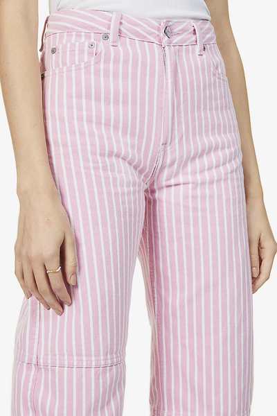 Striped Tapered High-Rise Organic-Cotton Jeans from Ganni