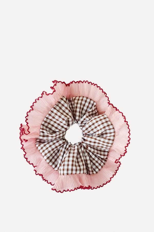 Gingham Scrunchie With Frilling Trim from DottyMint