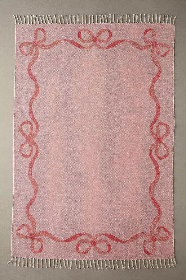 Pink Lacey Bows 5x7 Rug