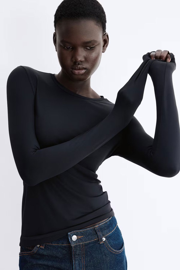 Long-Sleeved Microfibre Top from H&M