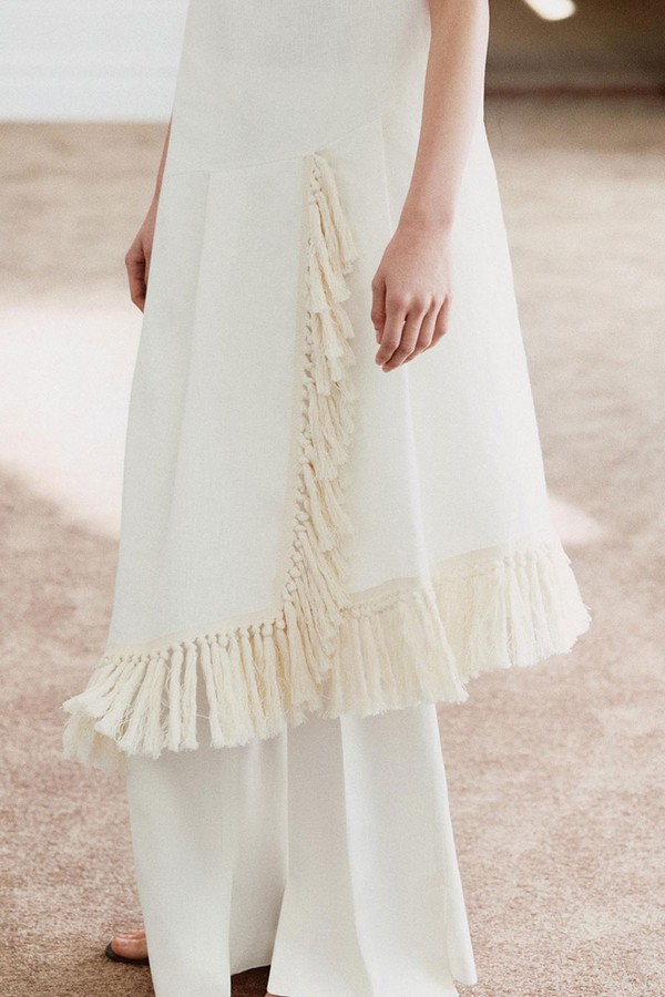 100% Linen Fringed Dress from Zara