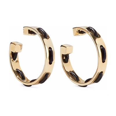 Gold-Tone Leather-Trimmed Hoop Earrings from Arme De L'Amour