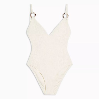 Ivory Shirred Ring Swimsuit from Topshop