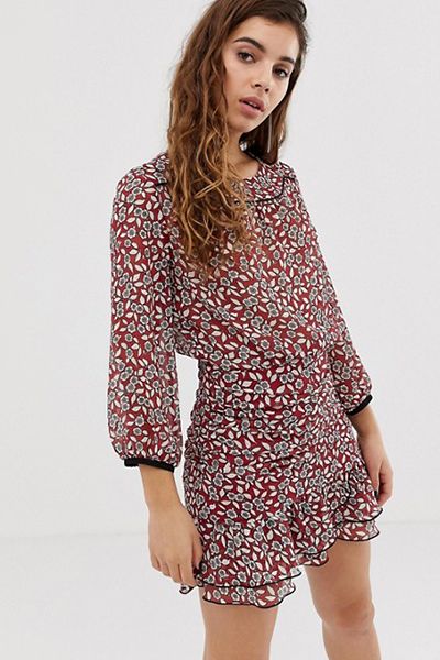 Billy Ruched Floral Mini Dress