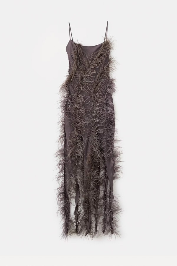 Feather Dress With Fringed Hem from Mango