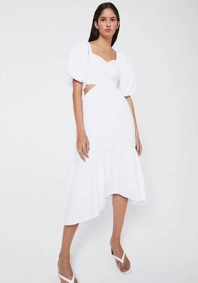Midi Dress With Cutout Sides & Dip Hem from Warehouse