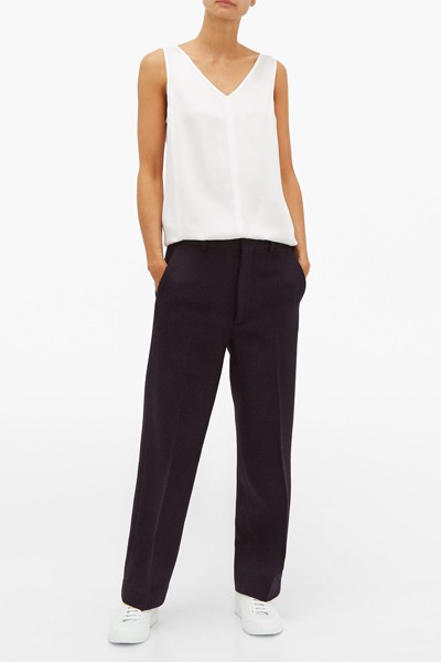 Flood-Crop Wool Harris-Tweed Tailored Trousers from Raey