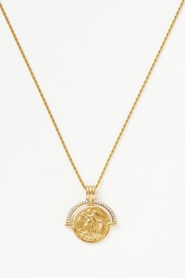 Engravable Fortuna Arc Coin Pendant Necklace