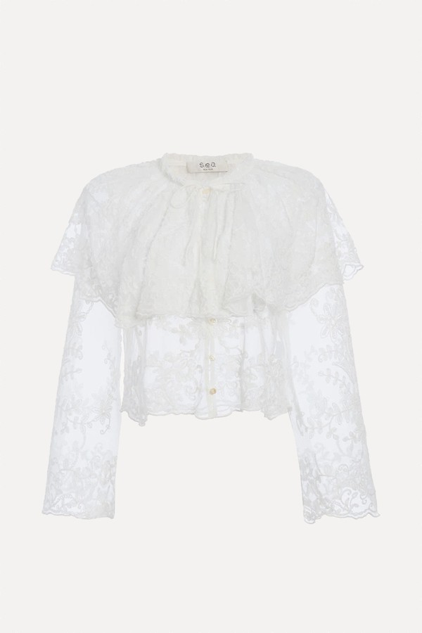 Sea New York Marja Embroidery Capelet Blouse from Sea