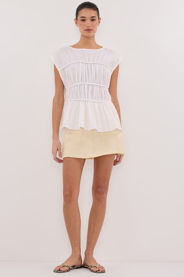 Eva Lemon Linen Skort from Dissh