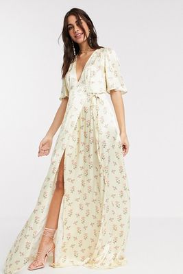 Perla Floral Printed Satin Wrap Maxi Dress from Ghost Bridesmaid