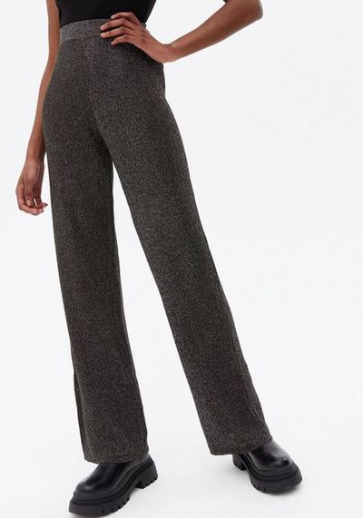 Glitter Knit Wide-Leg Trousers from Noisy May